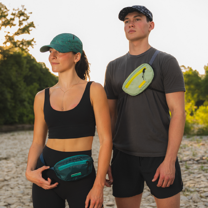 Runner wearing the Abandoned Risk's Sling It Bag