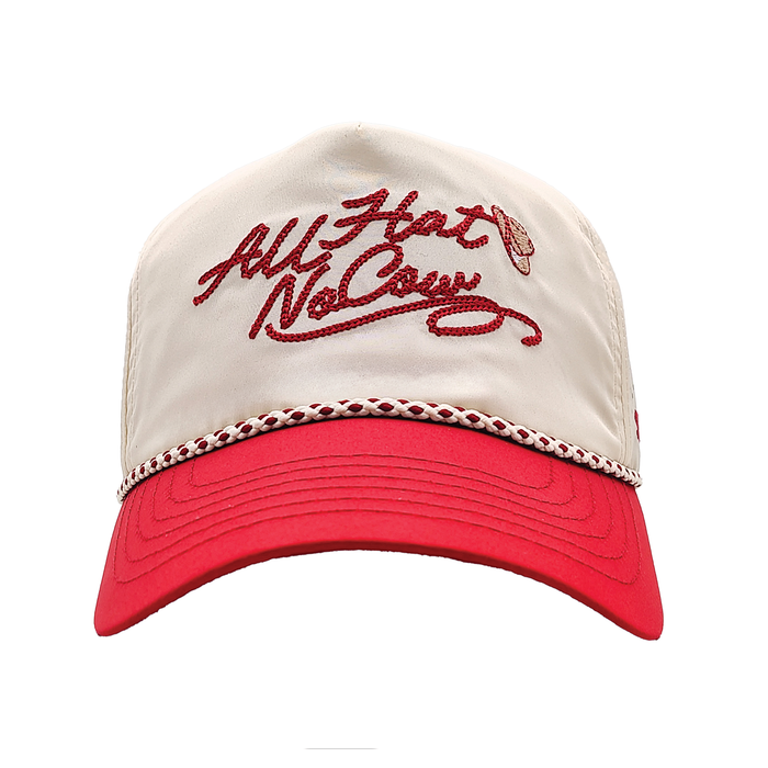 All Hat No Cow EZ Rope Snapback, cream crown with red bill