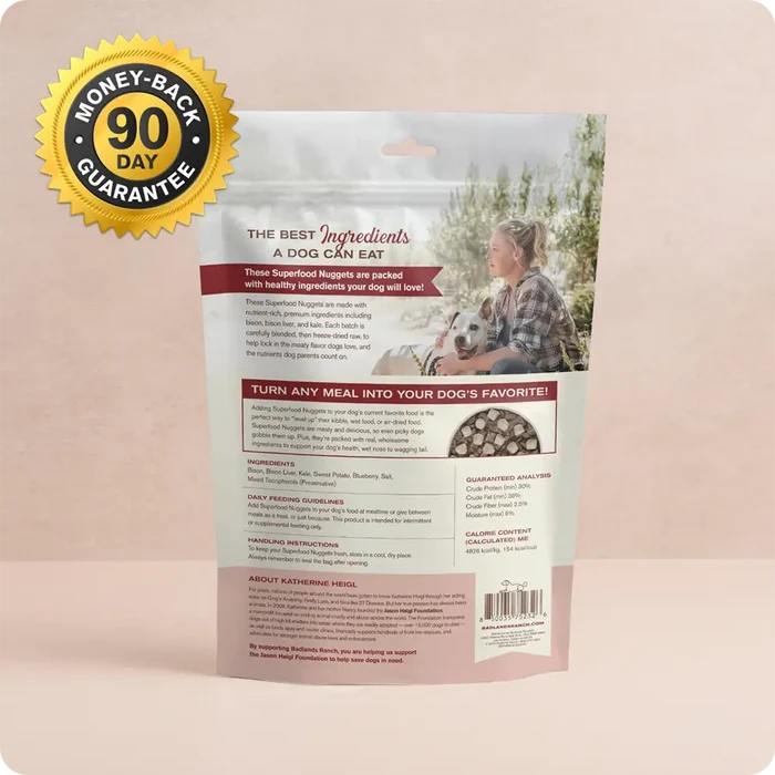 Badlands Ranch Superfood Nuggets Bison & Kale Formula Freeze-Dried Raw Dog Food Topper