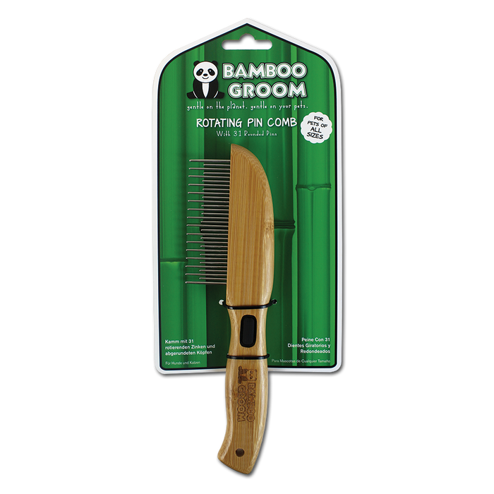 Bamboo Groom Rotating Pin Comb with 31 Rounded Pins