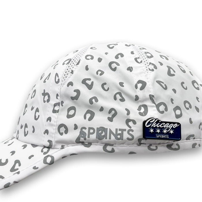 Chicago Style Enamel Pin attached to a hat brim