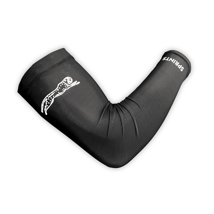 Compression Arm Sleeves in Black Flash Reflective - flat lay