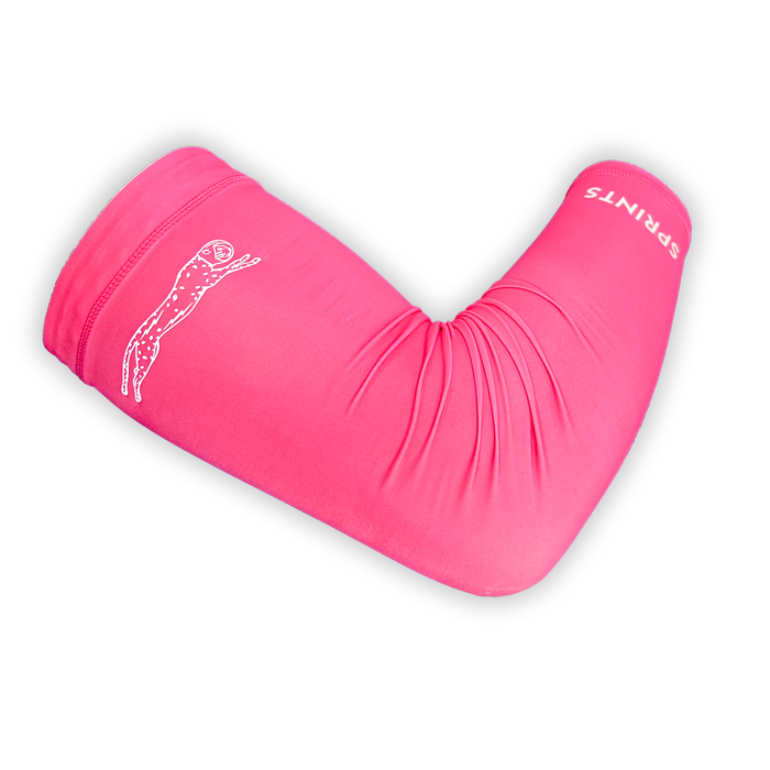 Compression Arm Sleeves in Neon Pink Flash Reflective - product photo
