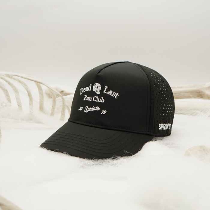 Close-up of the Dead Last Run Club Structured VP hat