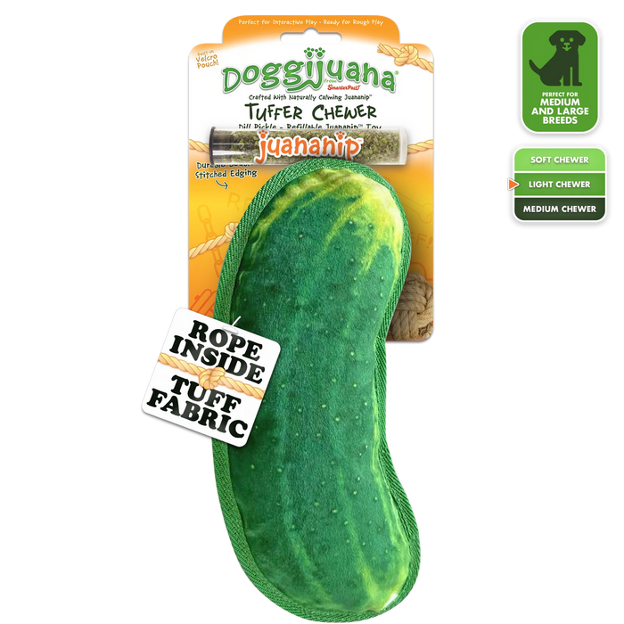 Doggijuana Tuffer Chewer Refillable Dill Pickle Toy