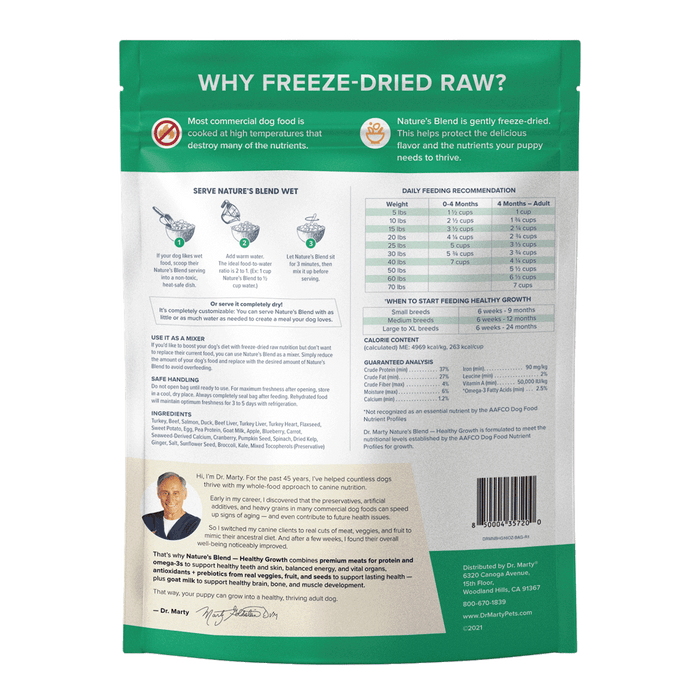 Dr. Marty Nature’s Blend Healthy Growth Premium Freeze-Dried Raw Puppy Food Designed For Growing Puppies