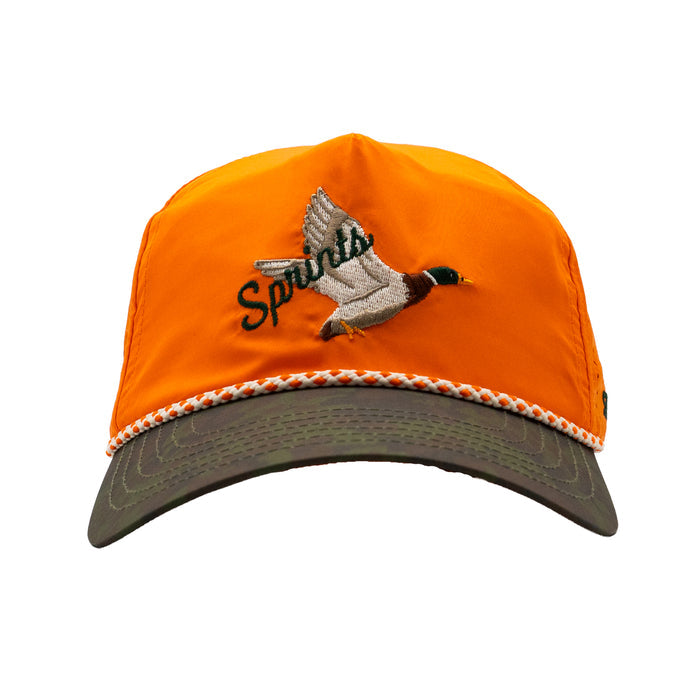 Person wearing the Drake Visibility Orange EZ Rope Snapback Hat