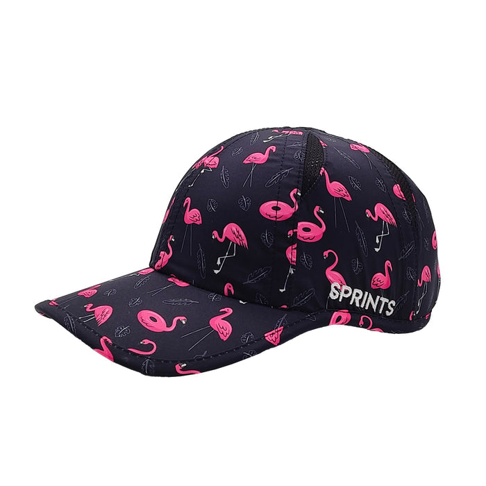 Find the Fauxmingo Black OG Hat with flamingo print in black colorway, side view