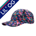 Flamingo Lil OG Hat for kids, deep blue with flamingo print - side view