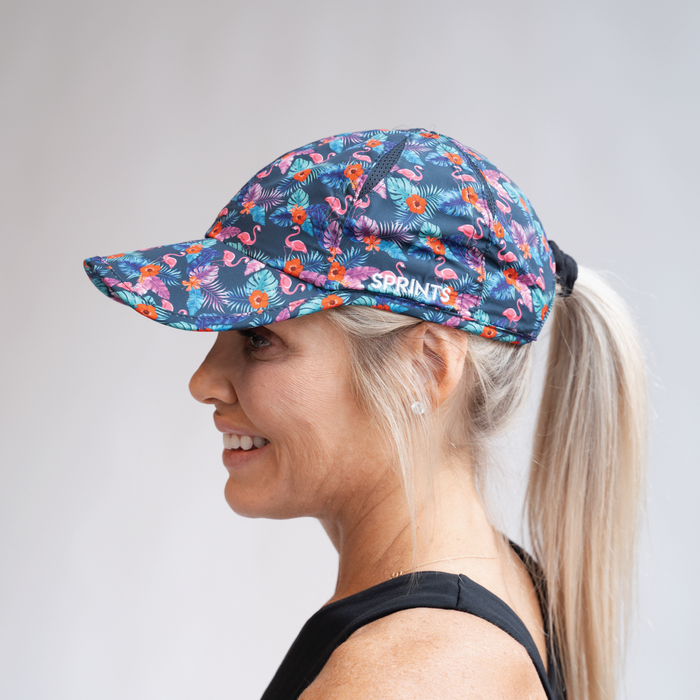 Flamingo OG Hat, close-up of flamingo print detail