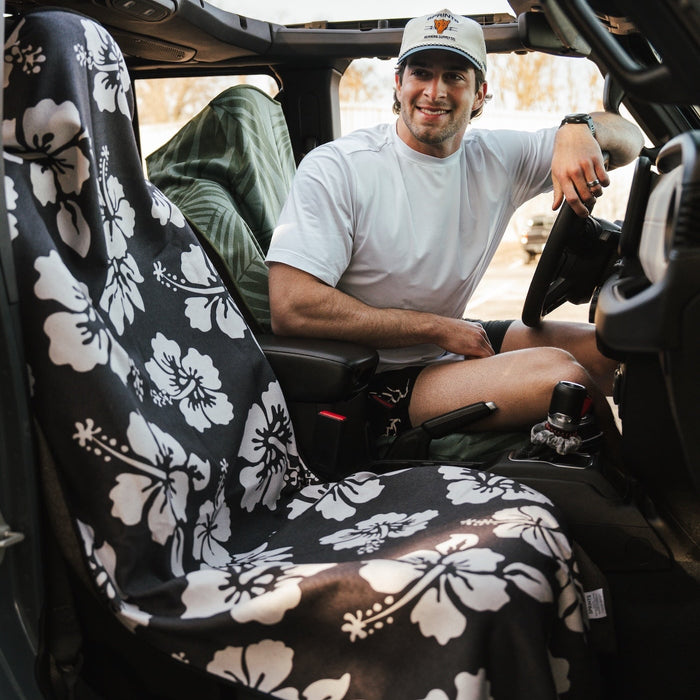 Flex on the Beach - Black Car Seat Cover Towel w/ Snaps
