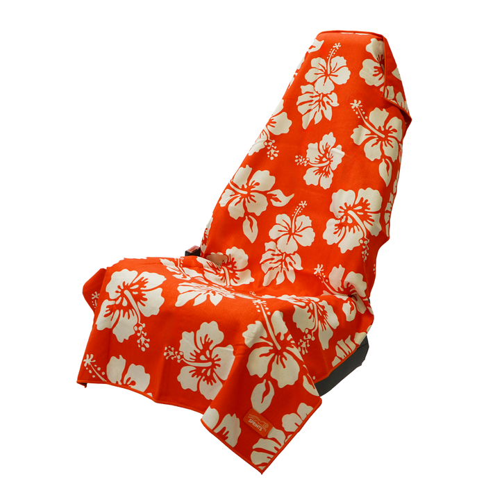 Flex on the Beach Fire Car Seat Cover Towel - flat lay
