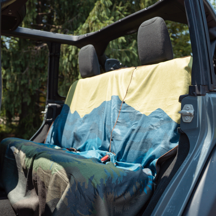 Grizzly Guide Bench Seat Cover Towel installed on a car bench seat