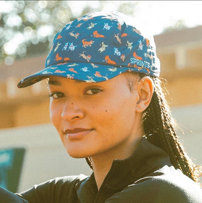 Close-up of the Hair of The Dog Blue OG hat