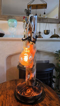 Handcrafted Apple Wood Climbing Lamp with Butterfly | Rustic Edison Table Light
