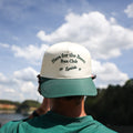Man wearing the Here for the Beers Run Club Green Label Structured VP Hat - front view