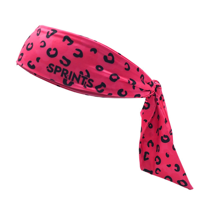 Jag Camo Fuchsia Headband, neon pink jaguar camo print - side view