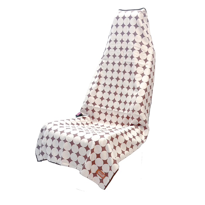 Kaleidoscope Cream Car Seat Cover Towel with Snaps - flat lay