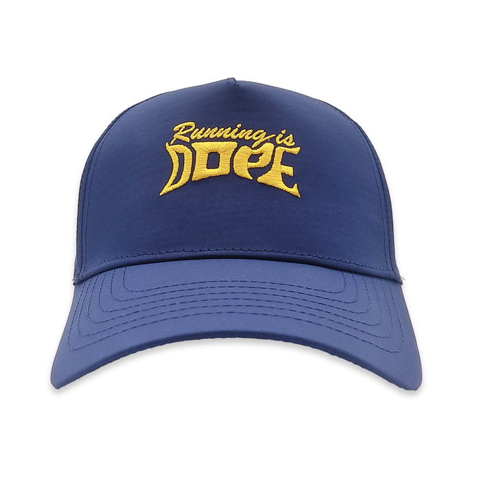 Late Show Glow Running is Dope VP hat, navy blue - front view