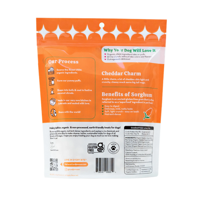 Lord Jameson Cheddar Charm Organic Dog Treats