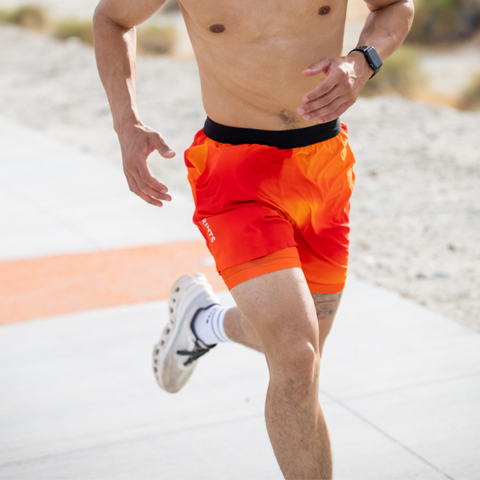 Mens Avigate 5" Fusion Short, Orange Crush - back view