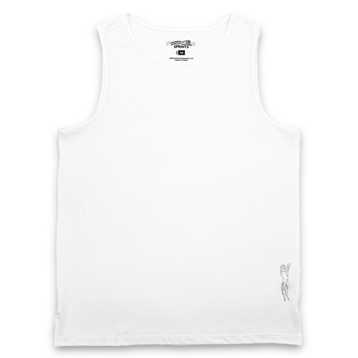 Mens Core Zero Running Tank - Stealth White - flat lay