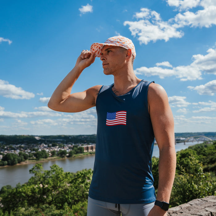 Mens Core Zero Running Tank, USA Navy - front view