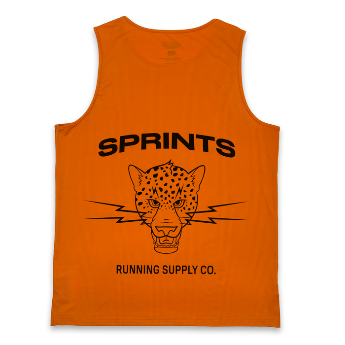 Mens Core Zero Running Tank - Vault Jag Orange - back view