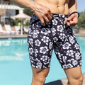 Mens Flexion 8 inch Half Tights in Flex on the Beach print - front view