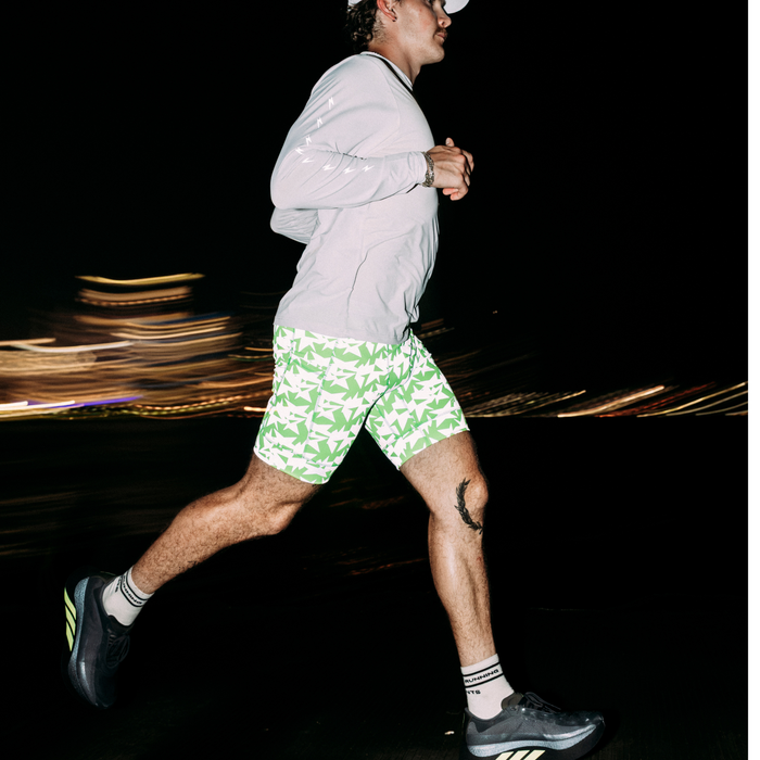 Mens Flexion 8" Half Tights - Shatter Pace Neon Green Flash Reflective