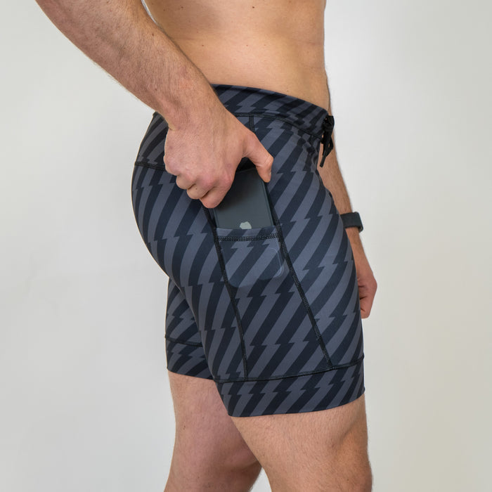 Mens Flexion 8" Half Tights, Velocity Blitz Black - front view