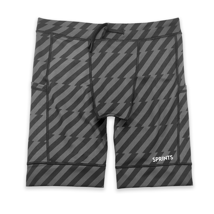Mens Flexion 8" Half Tights, Velocity Blitz Black - back view