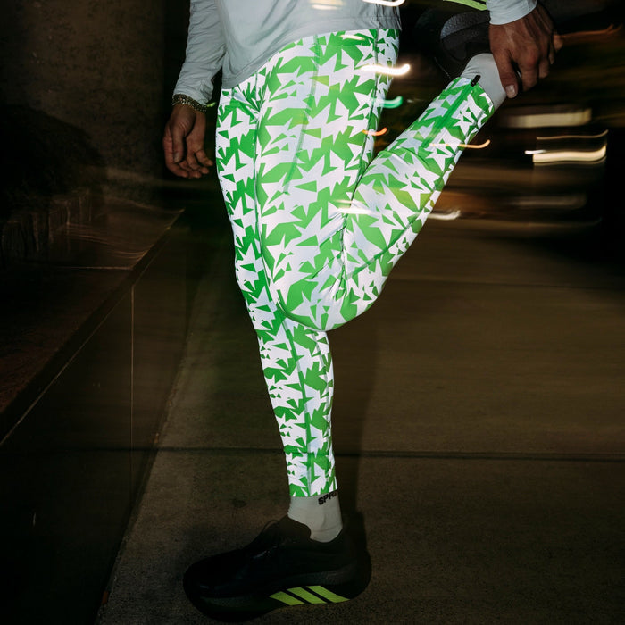 Mens Flexion Max Compression - Shatter Pace Neon Green Flash Reflective