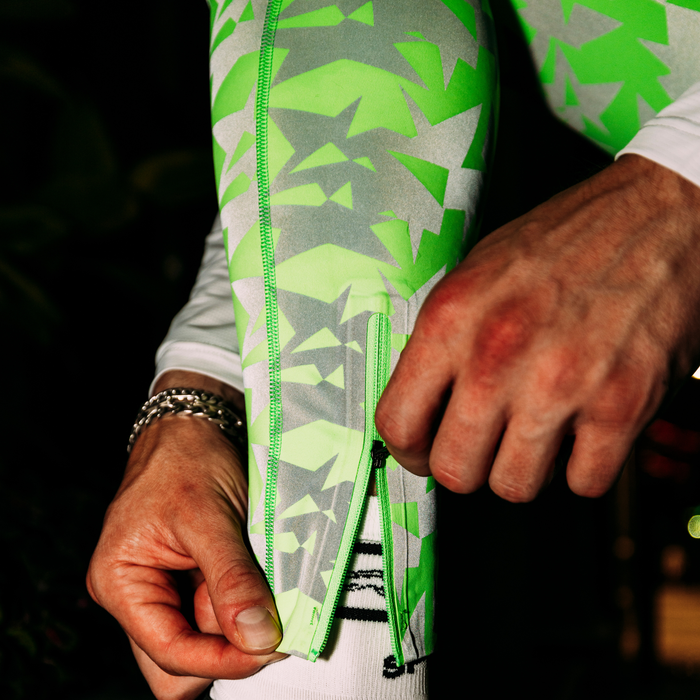 Mens Flexion Max Compression - Shatter Pace Neon Green Flash Reflective