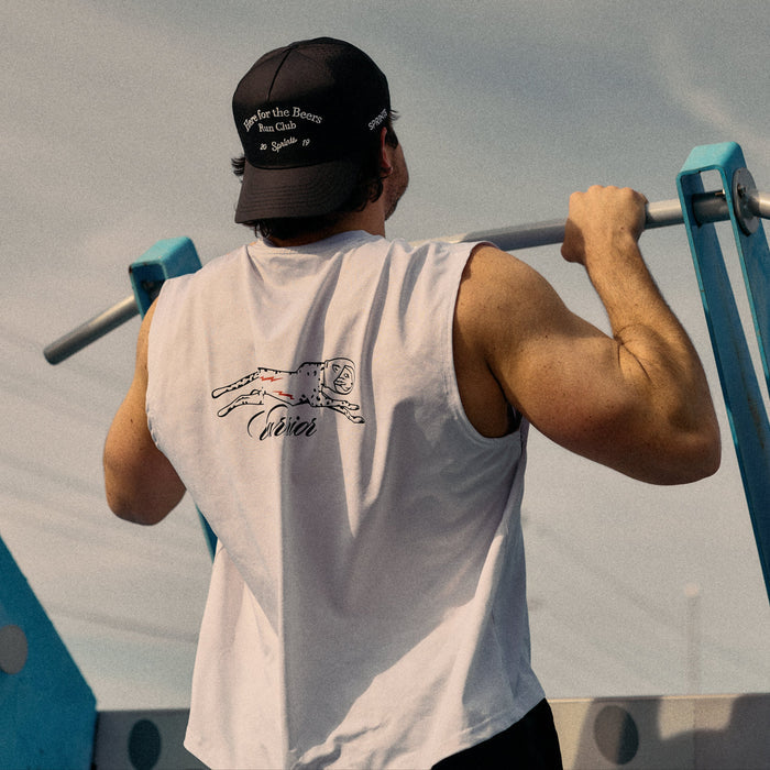 Runner wearing the Mens Framework Tank in Warrior Jag