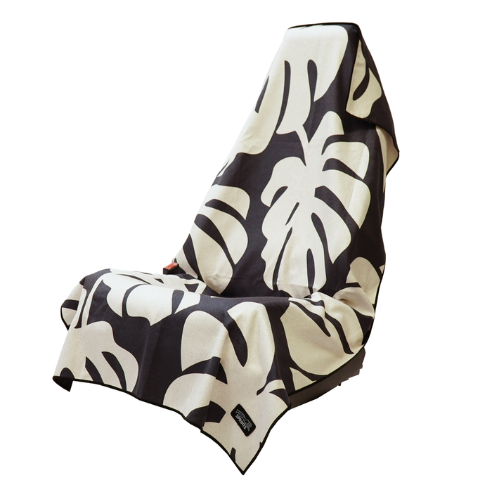 Monstera of Race's Past Car Seat Cover Towel with Snaps - flat lay