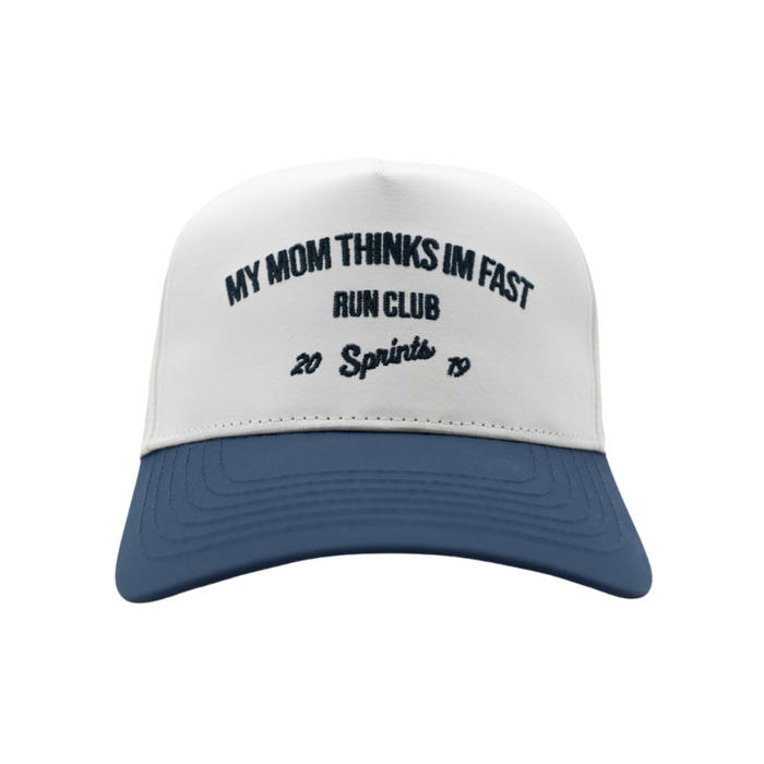My Mom Thinks I Run Fast Run Club Structured VP Hat - front view