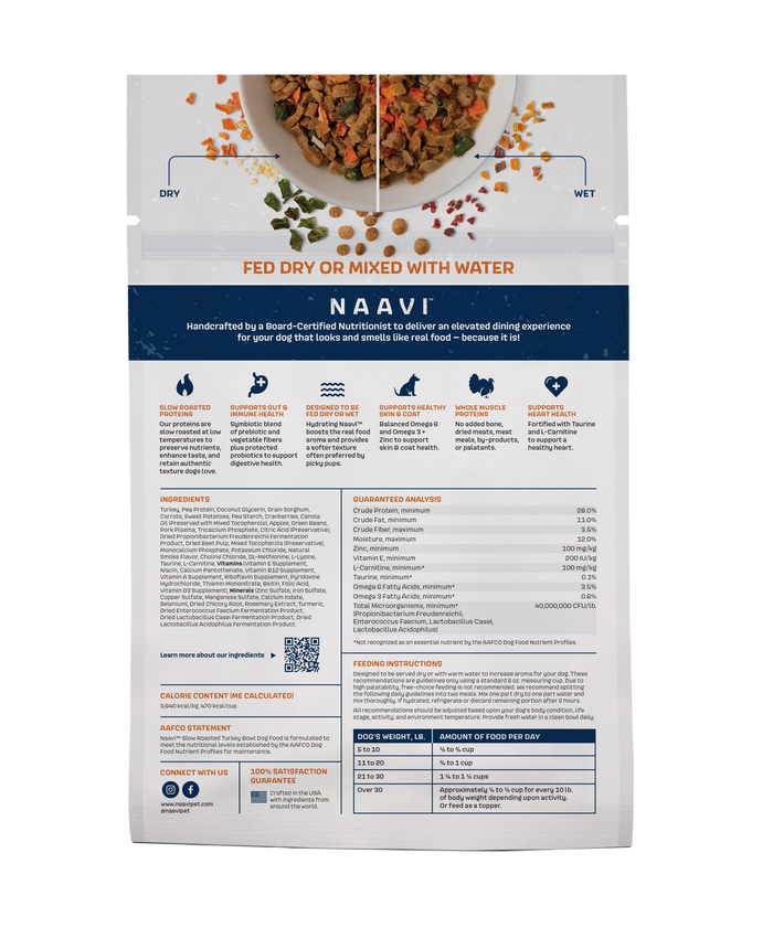 Naavi Slow Roasted Turkey Bowl for Dogs