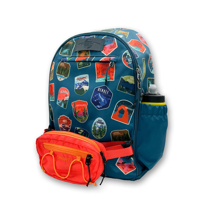 National Parks Bolt Bag Backpack worn as a sling bag