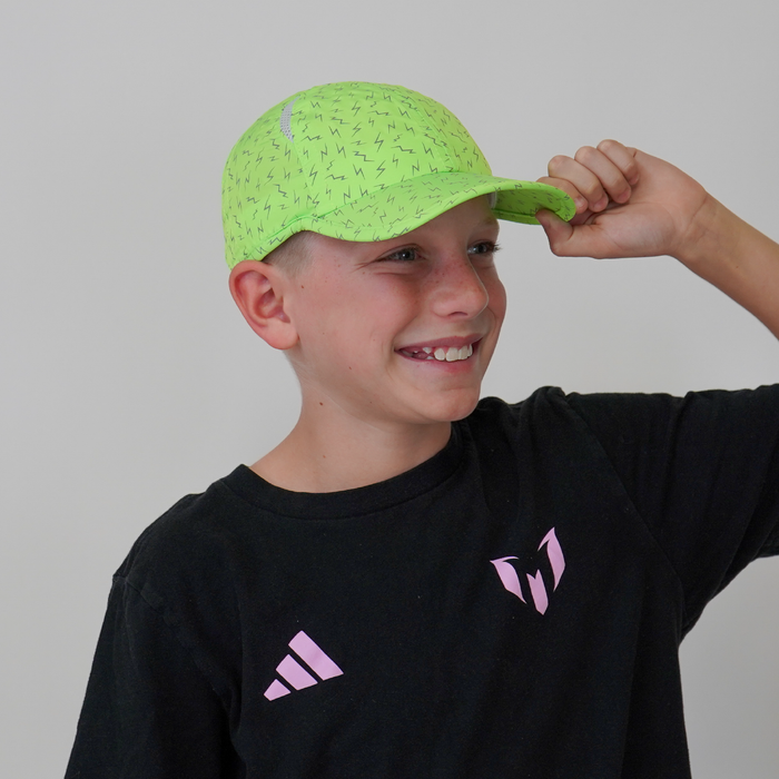 Children wearing the Neon Flash Reflective Green Lil OG Hat