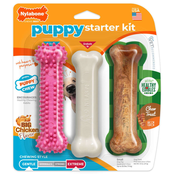 Nylabone Puppy Chew Starter Kit Chew Toy with Chew Treat