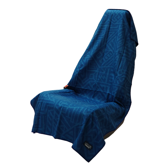 Out & Back Car Seat Cover Towel, slate blue geometric print