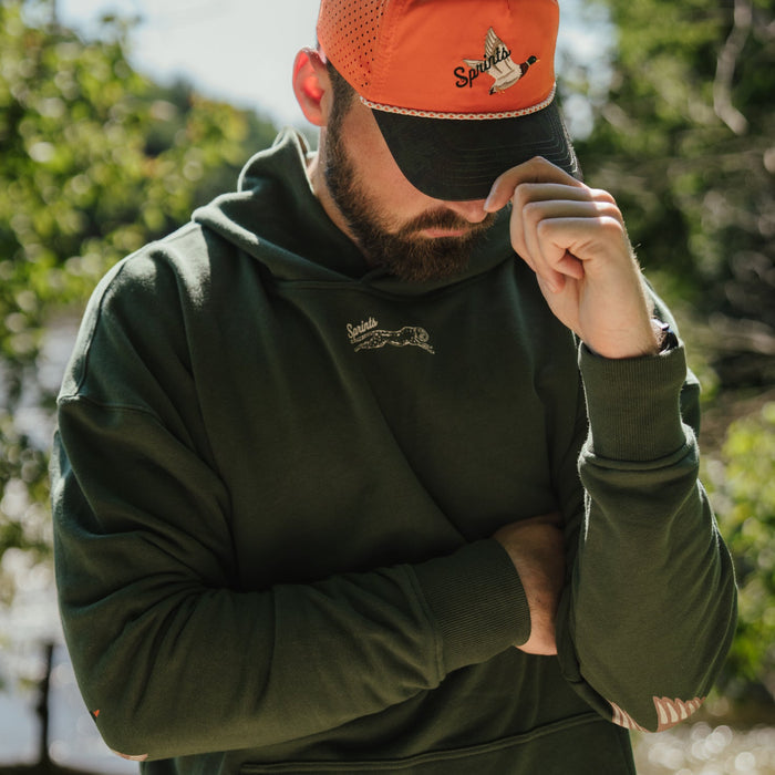 Person wearing the Oversized Hoodie in Drake print, side view