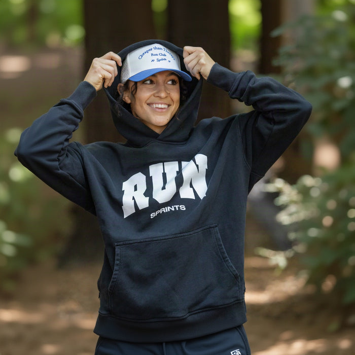 Oversized Hoodie - RUN - Black