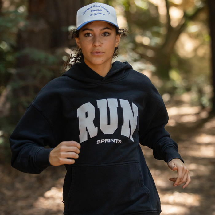 Oversized Hoodie - RUN - Black