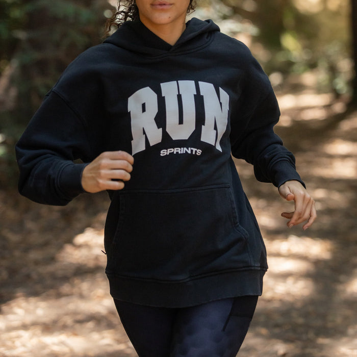Oversized Hoodie - RUN - Black