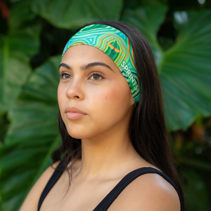 Person wearing the Pickle Power Headband