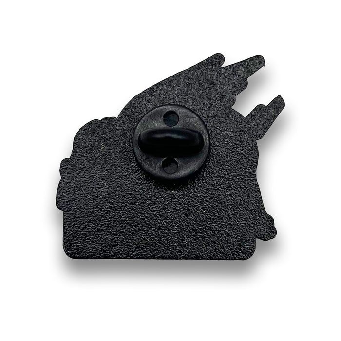 Pig City Enamel Pin - back view showing pin backing