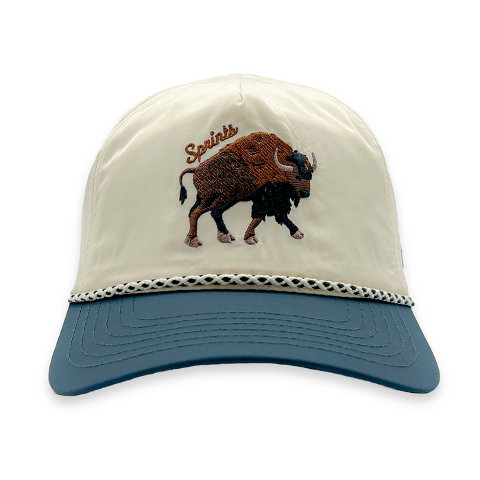 Plainsman EZ Rope Snapback Hat with bison design, front view