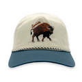 Plainsman EZ Rope Snapback Hat with bison design, front view